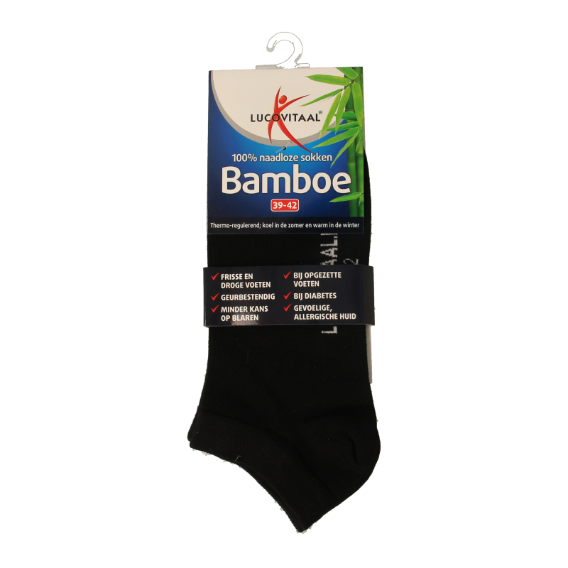 Lucovitaal Bamboe enkelsok zwart  maat 39-42 1 Paar
