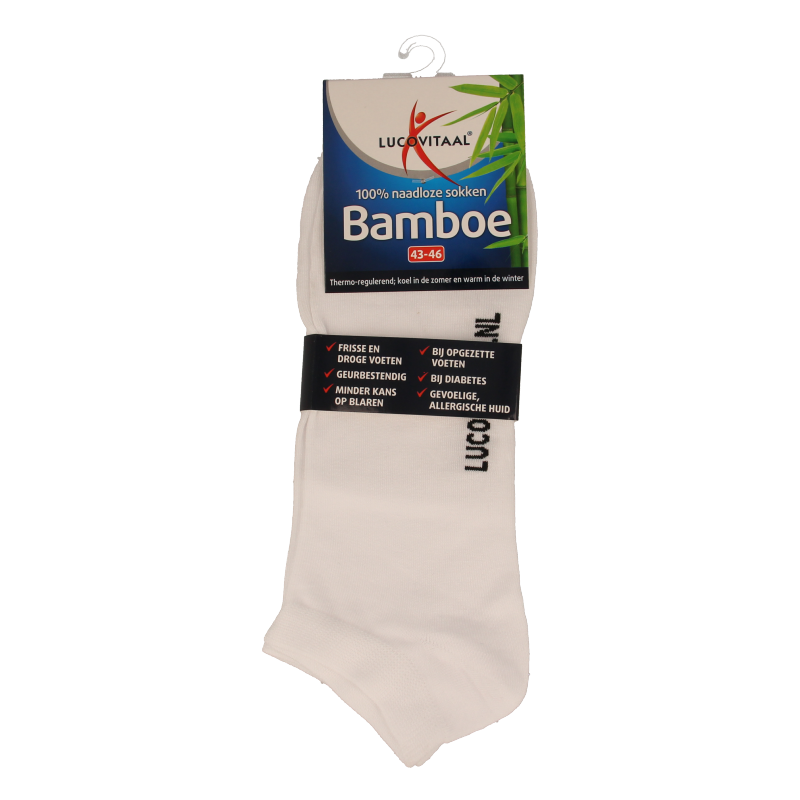 Lucovitaal Bamboe enkelsok wit  maat 43-46 1 Paar