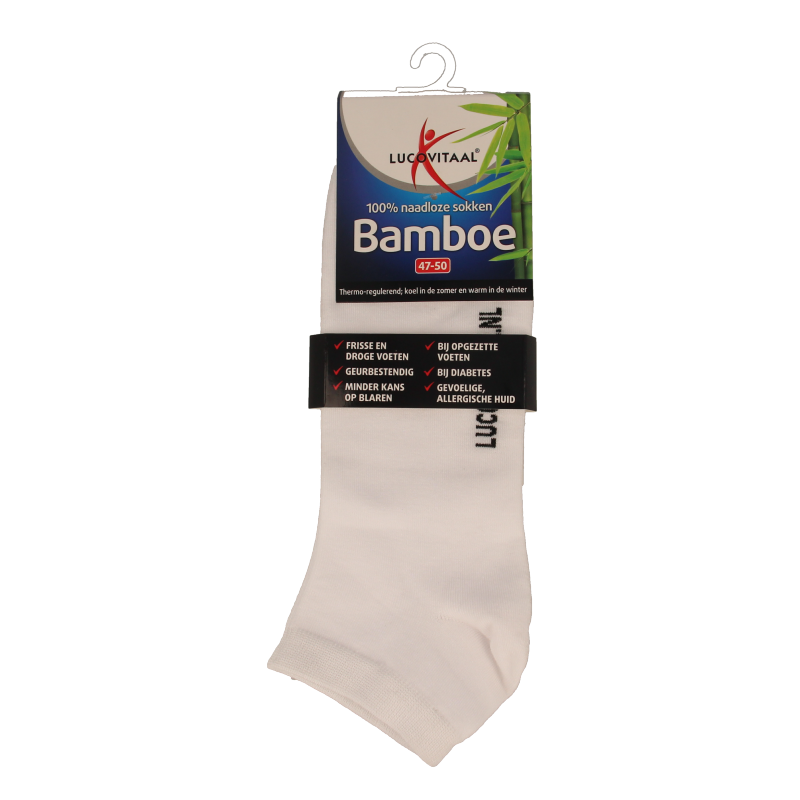 Lucovitaal Bamboe enkelsok wit  maat 47-50 1 Paar