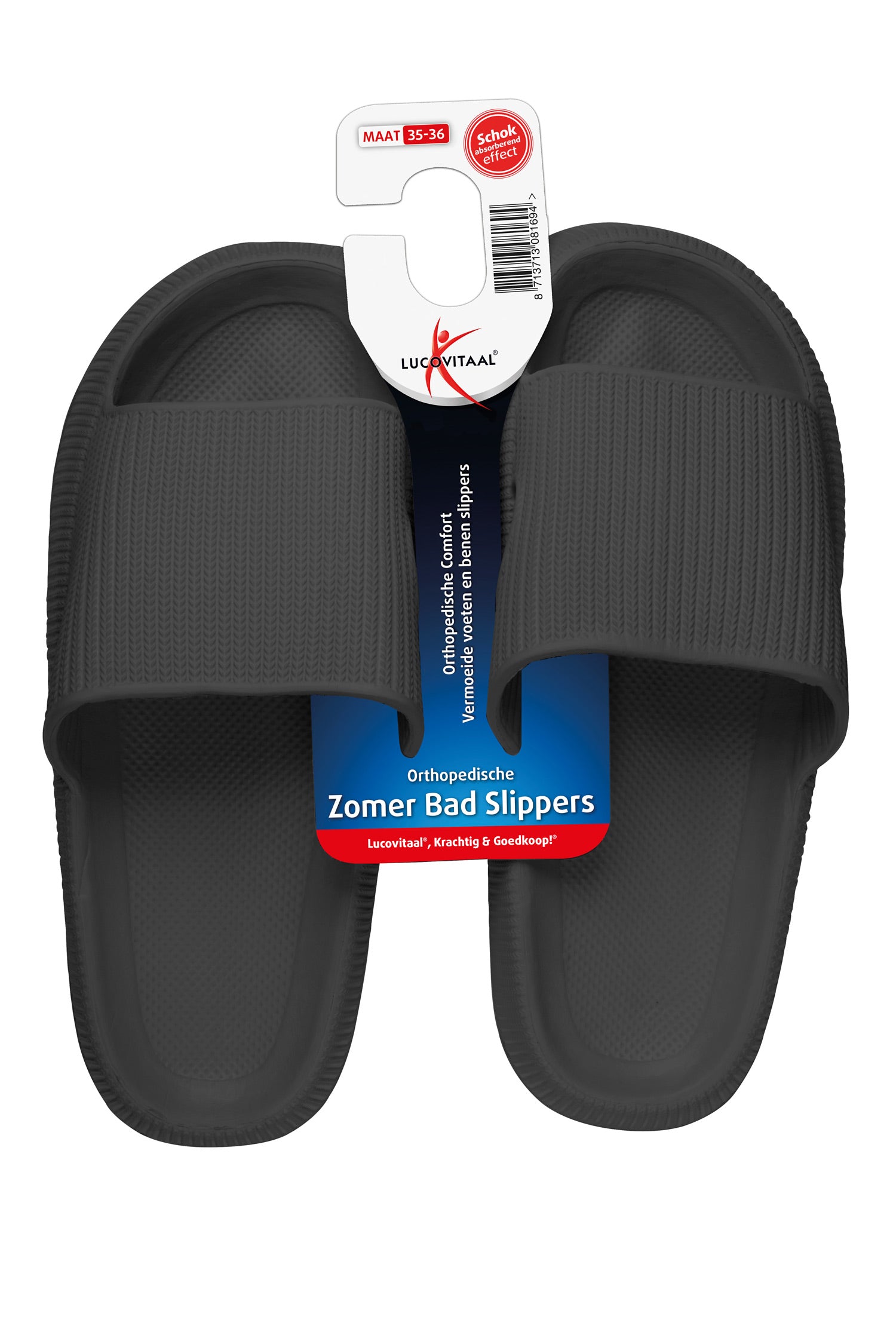 Lucovitaal Orthopedische badslipper 35-36 zwart 1 Paar