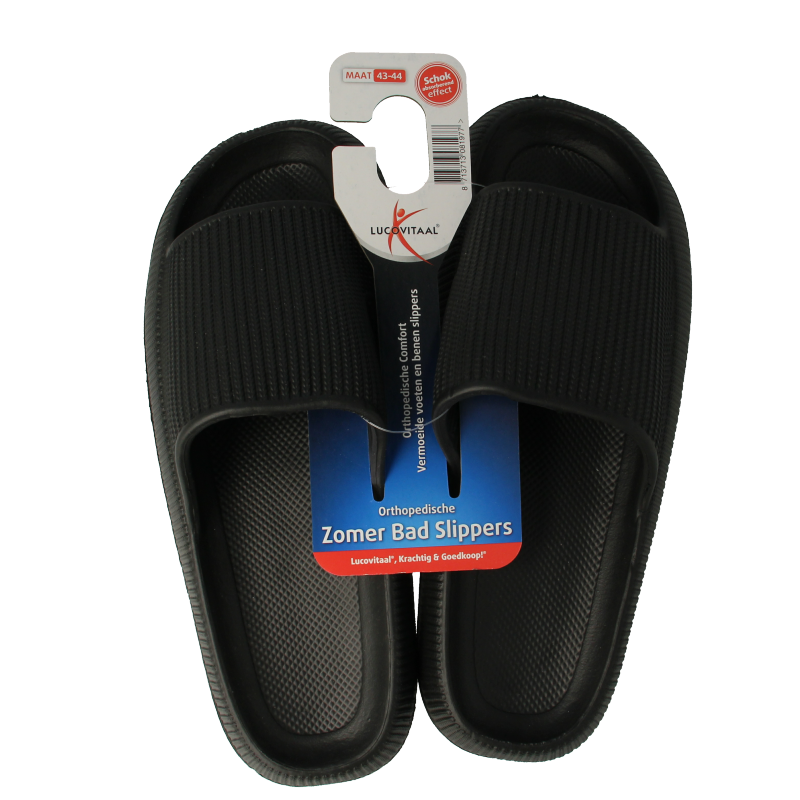 Lucovitaal Orthopedische badslipper 43-44 zwart 1 Paar
