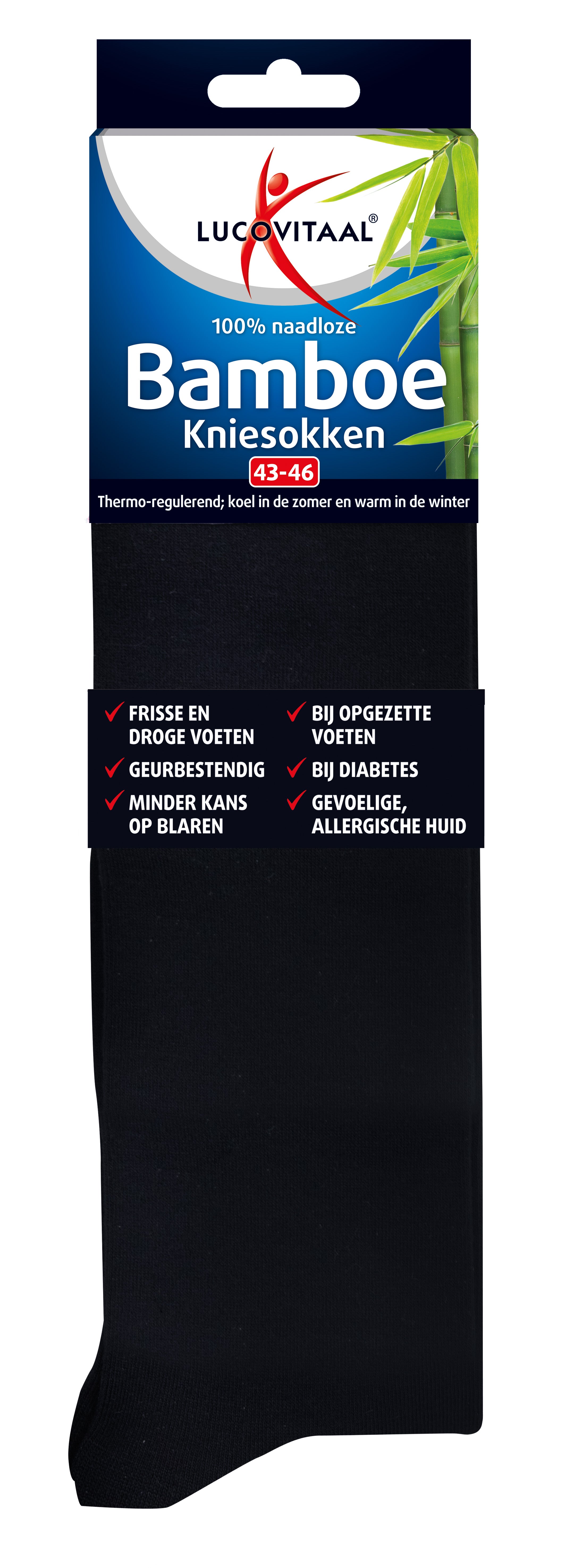 Lucovitaal Bamboe kniesok zwart maat 43-46 1 Paar