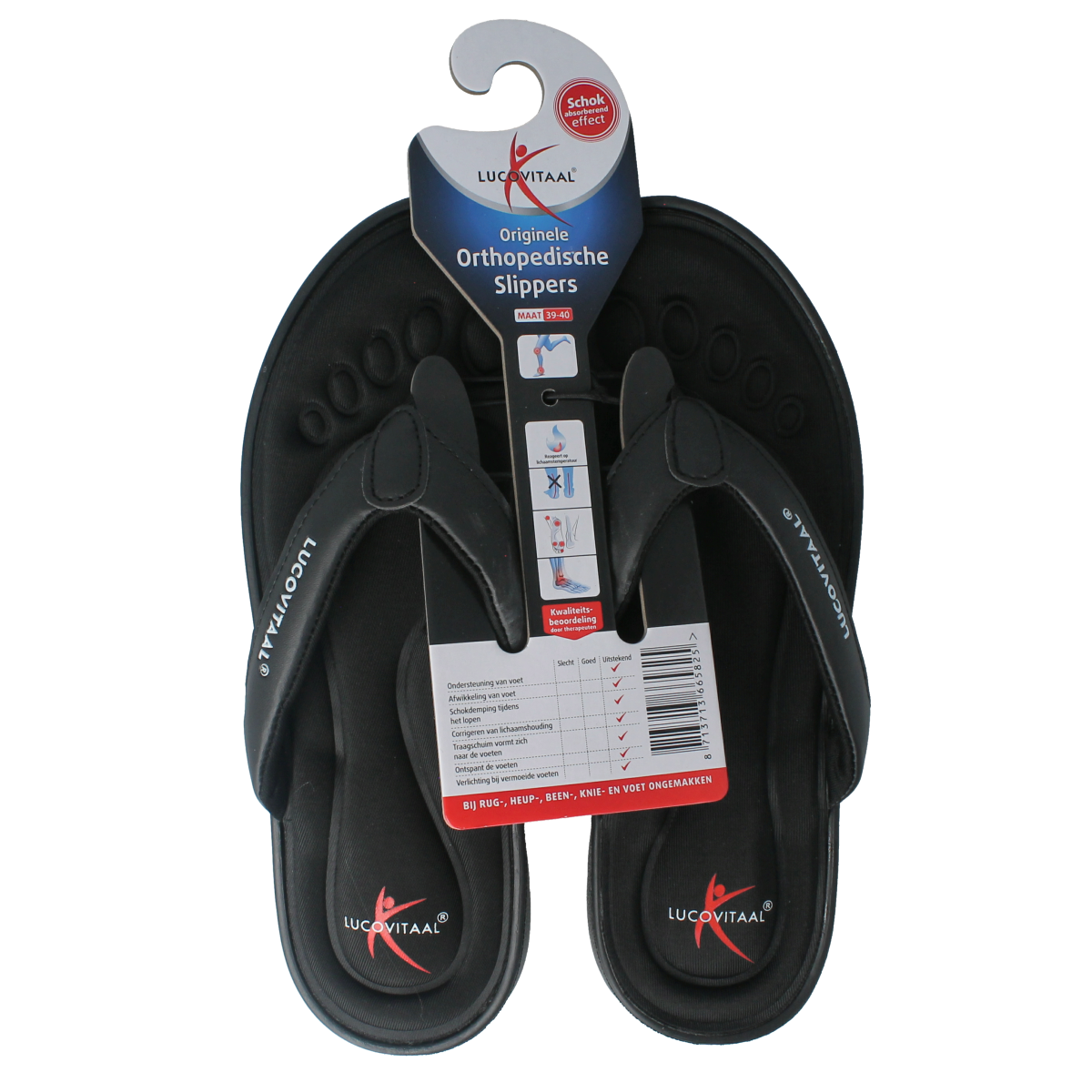 Lucovitaal Orthopedische slipper 39-40 zwart 1.00 Paar