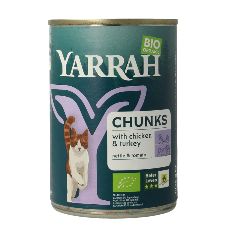 Yarrah Kat kip kalkoen in saus bio 405 Gram