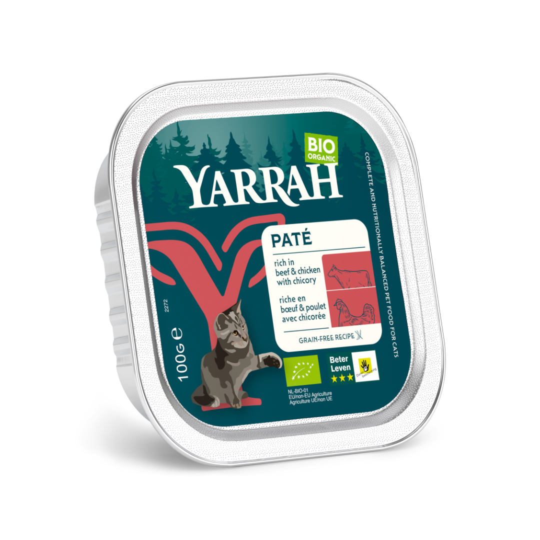 Yarrah Kattenvoer pate met rund bio 100 Gram