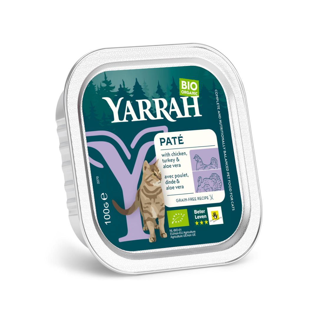 Yarrah Kattenvoer pate met kip kalkoen en aloe vera bio 100 Gram