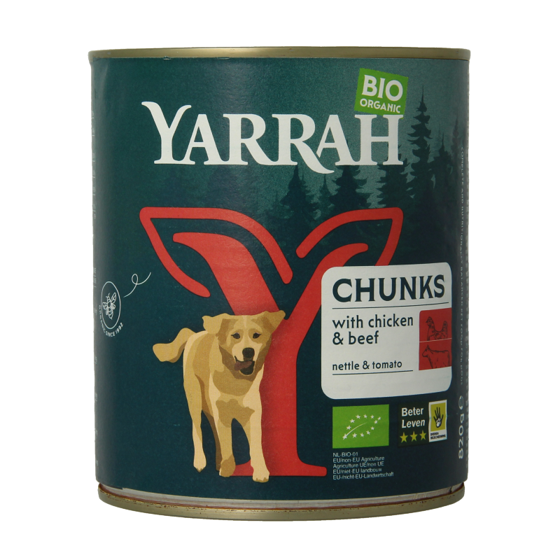 Yarrah Hond brok rund & kip in saus bio 820 Gram