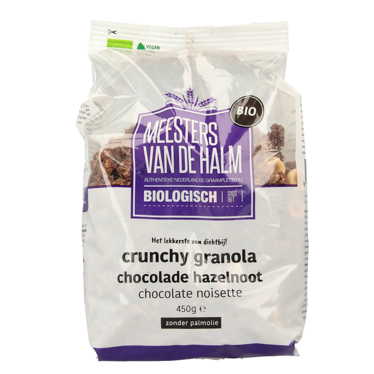 De Halm Granola choco/hazelnoot bio 450.00 Gram