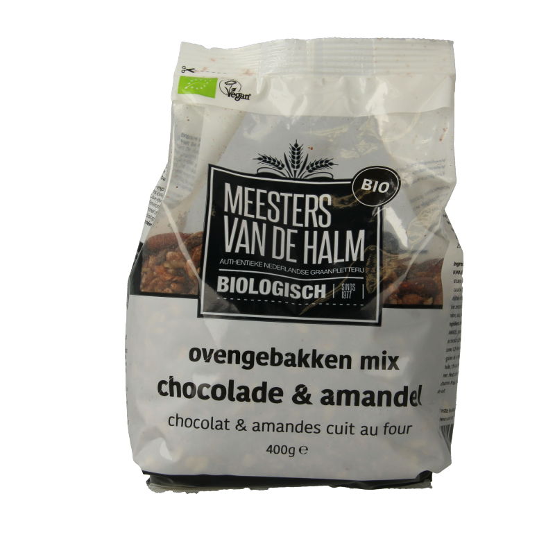 De Halm Ovengebakken mix chocolade en amandel bio 400 Gram
