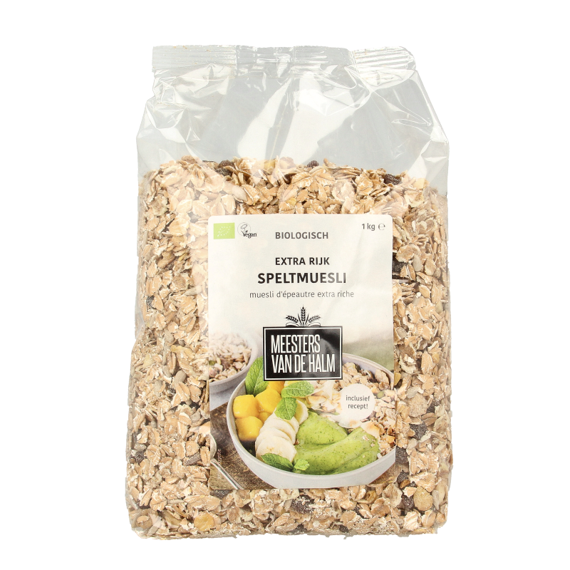 De Halm Speltmuesli extra rijk bio 1 Kilogram