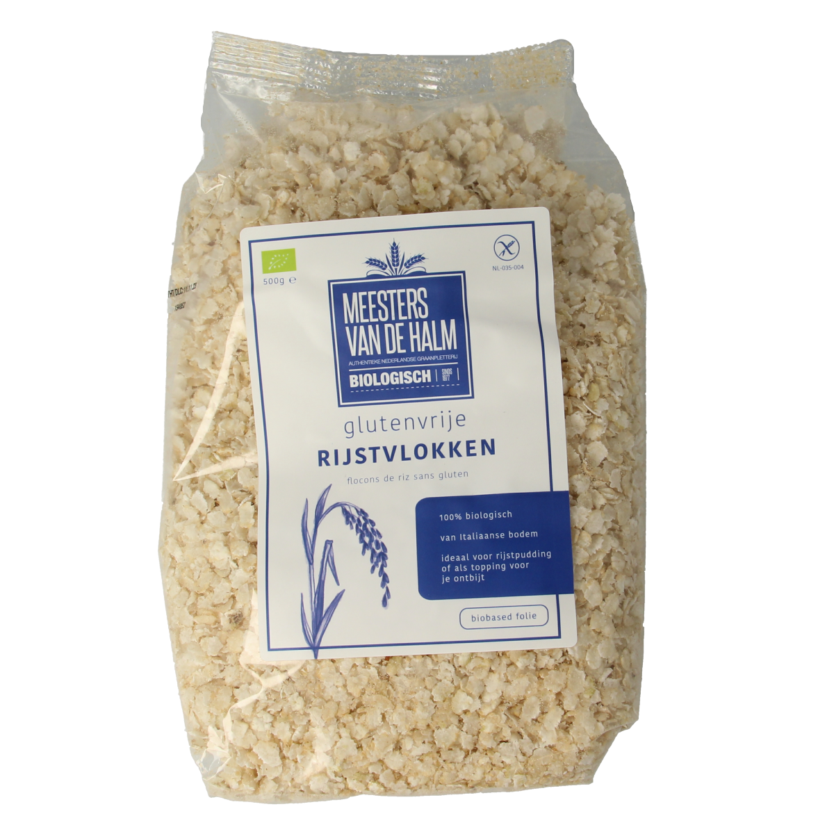 De Halm Rijstvlokken bio 500.00 Gram