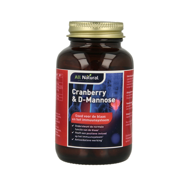 All Natural Cranberry & D-Mannose 60.00 Vegetarische capsules