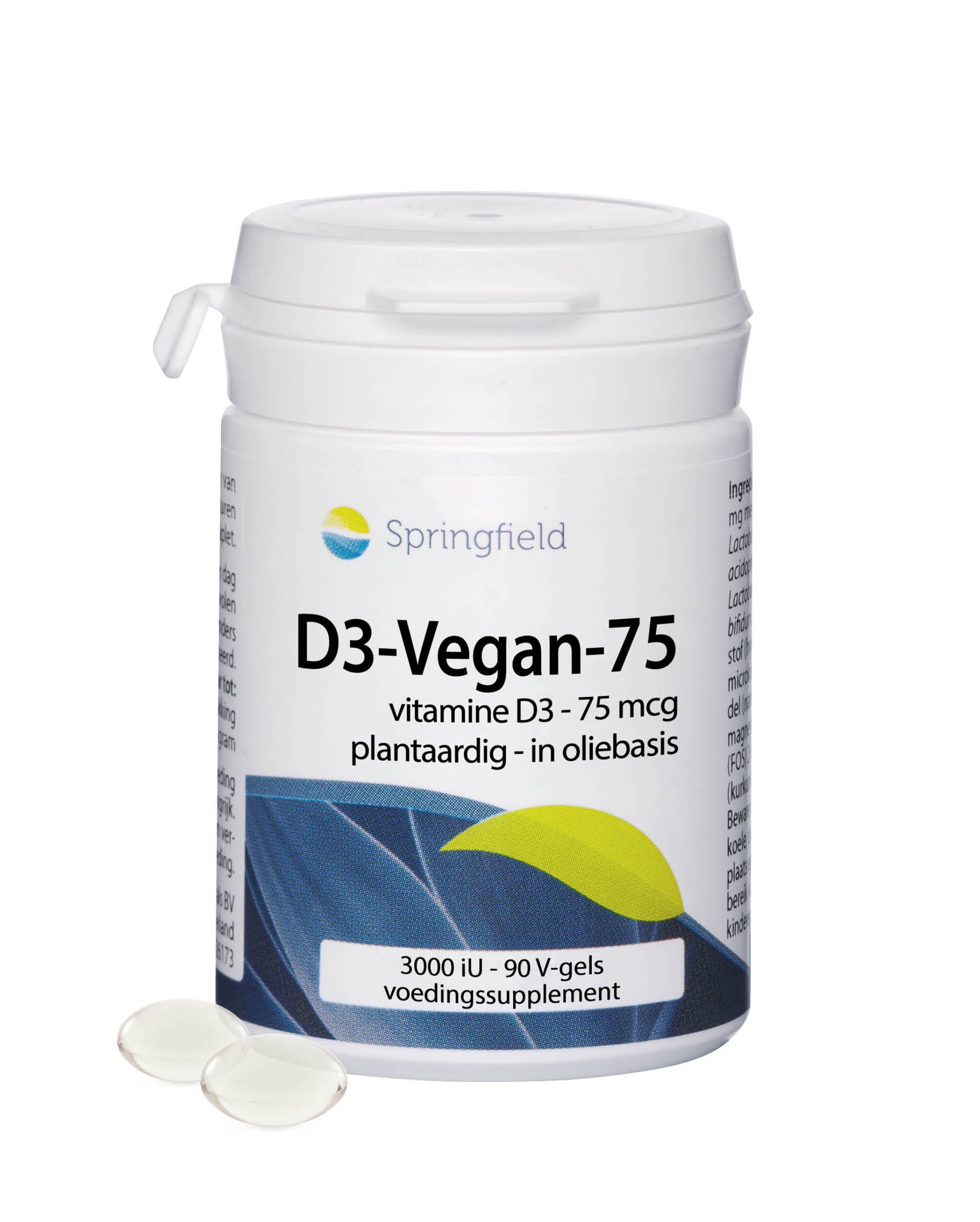 Springfield D3-Vegan-75 vitamine D3 75 mcg 90 Softgels