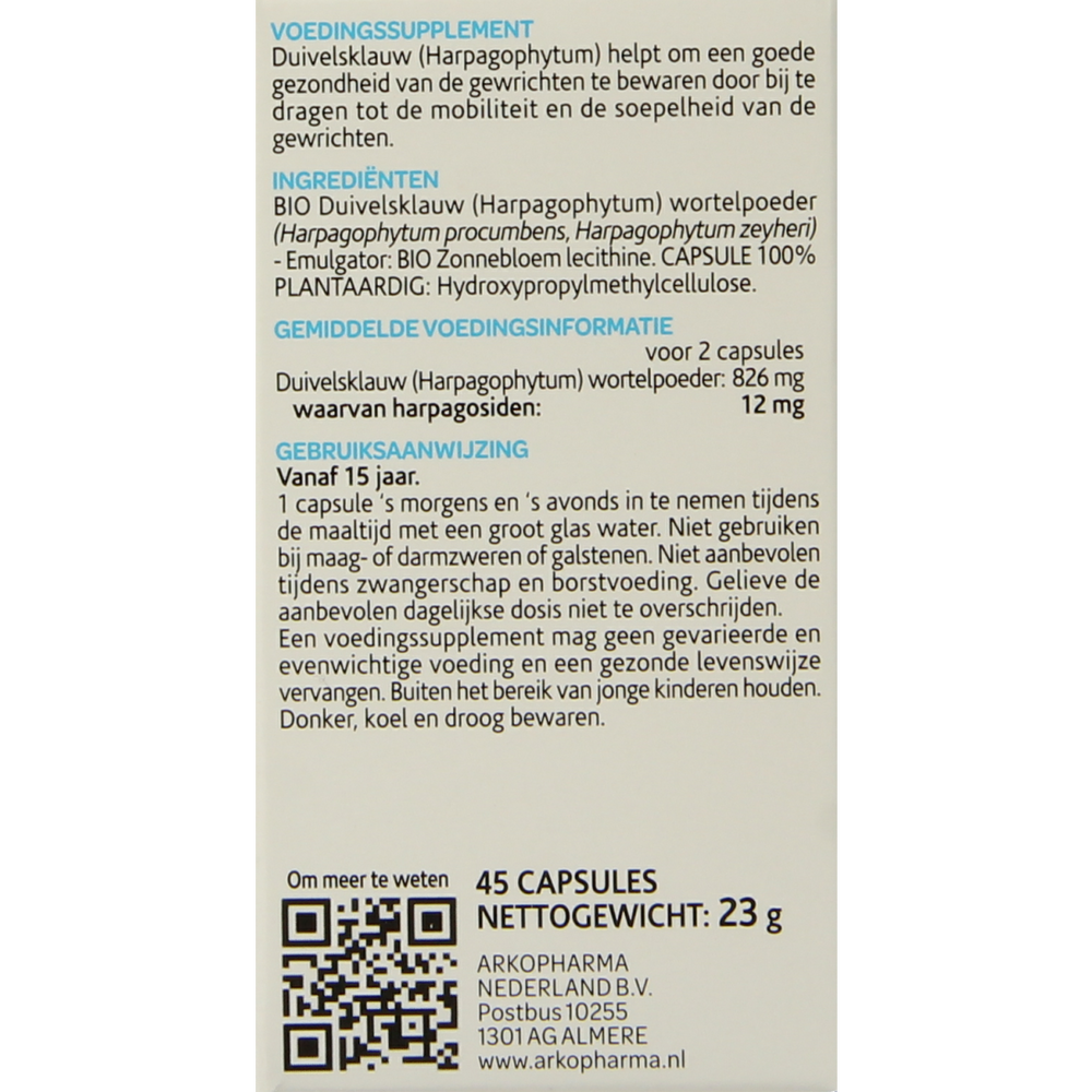 Arkocaps Duivelsklauw bio 45.00 Capsules