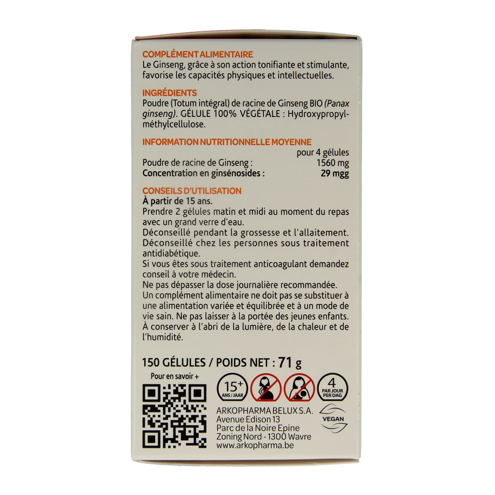 Arkocaps Ginseng bio 150.00 Capsules
