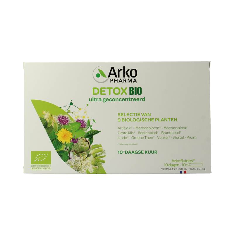 Arkofluids Detox drinkampullen 15ml bio 10 Ampullen