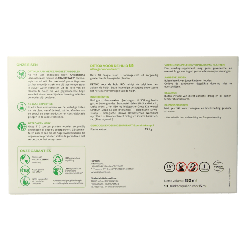 Arkofluids Detox huid bio 10.00 Ampullen