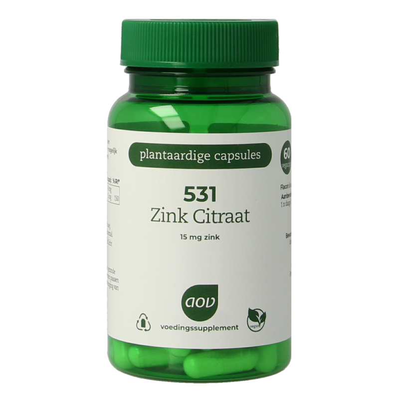 AOV 531 Zink citraat 15mg 60 Vegetarische capsules