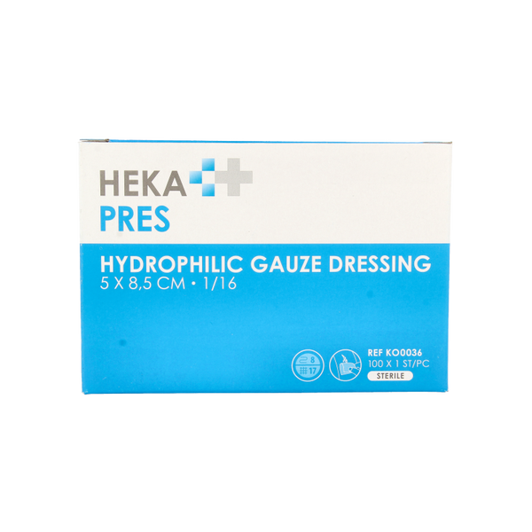 Hekapres Gaaskompres hydrofiel 5 x 8.5 100 Stuks