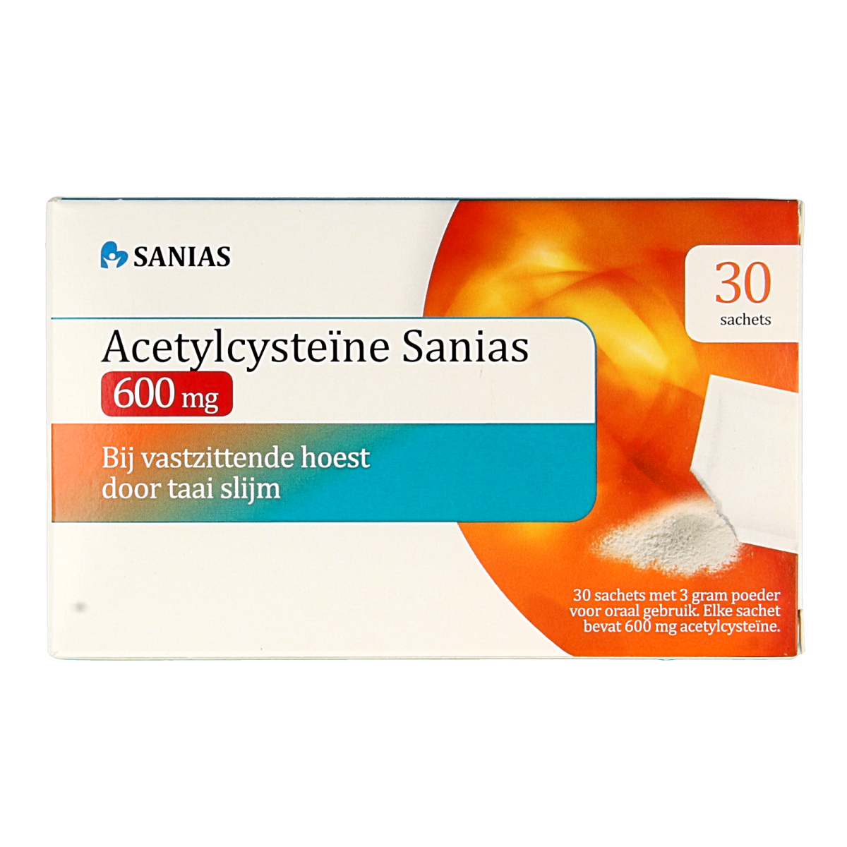 Sanias Acetylcysteine 600mg sachets 3 gram 30.00 Sachets
