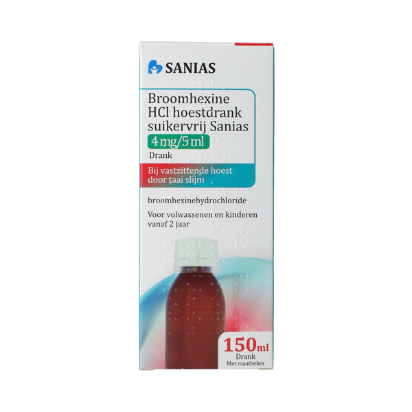 Sanias BROOMHEXINE HCL SANIAS HOESTDRANK 4 MG/5 ML FLACON 150.00 Milliliter