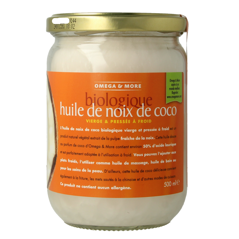 Omega & More Kokosolie extra virgin glas bio 500 Milliliter