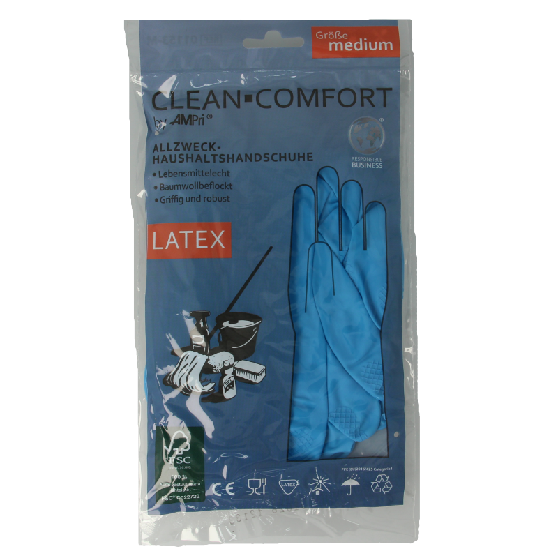 CLEAN-COMFORT Huishoudhandschoen blauw maat M 1 Paar