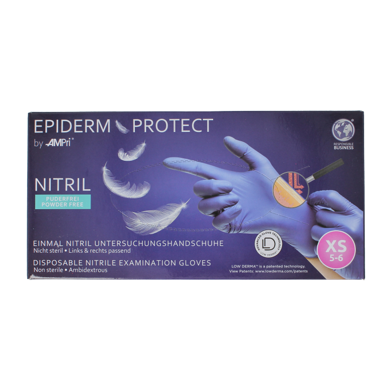 Epiderm Protect Nitriel onderzoekhandschoen poedervrij XS blauw 100 Stuks