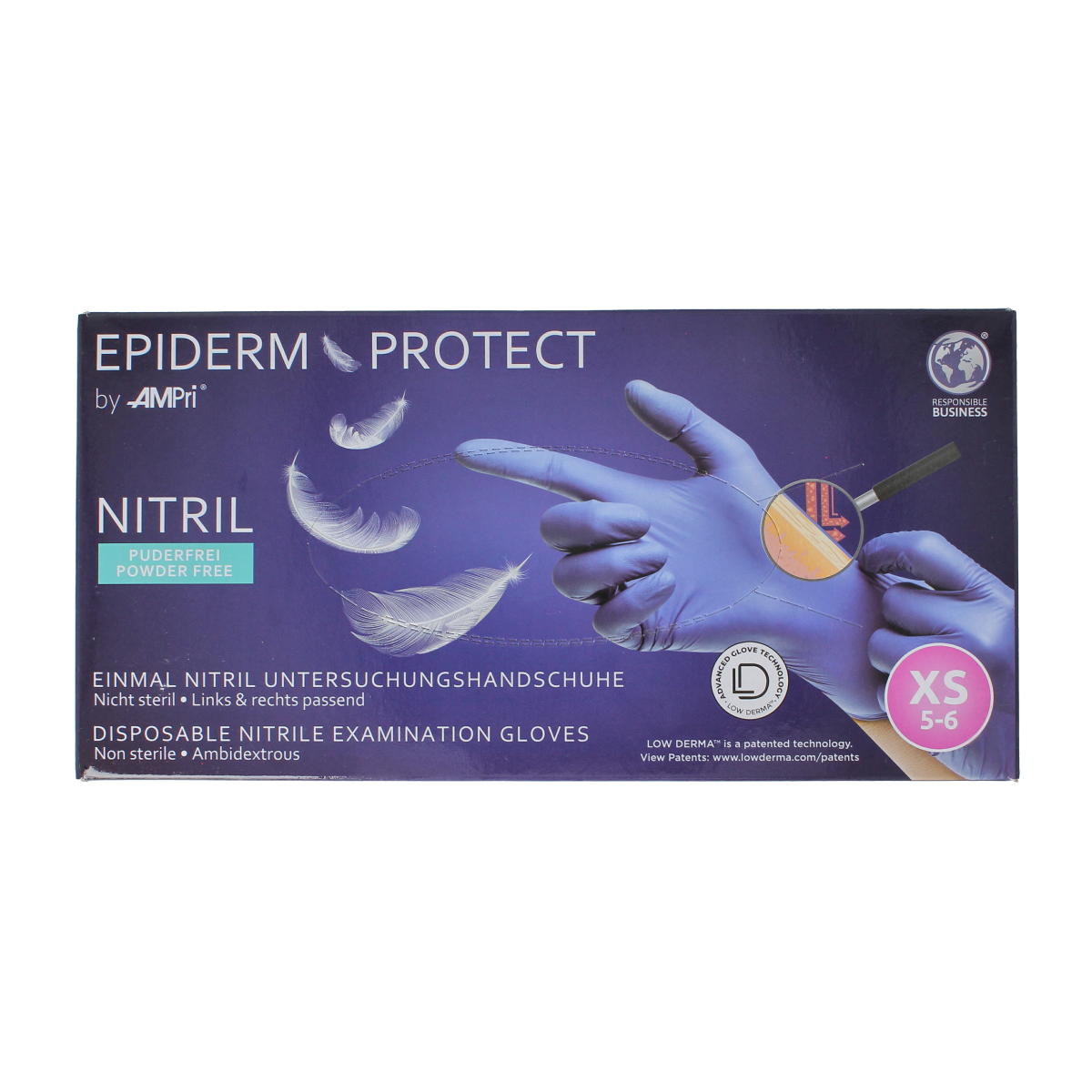Epiderm Protect Nitriel onderzoekhandschoen poedervrij XS blauw 100.00 Stuks