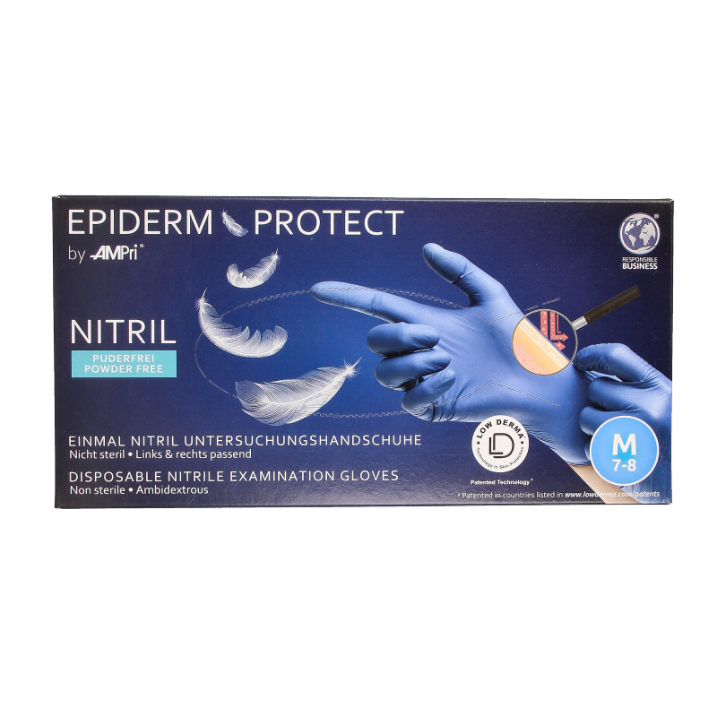 Epiderm Protect Nitriel onderzoekhandschoen poedervrij M blauw 100 Stuks