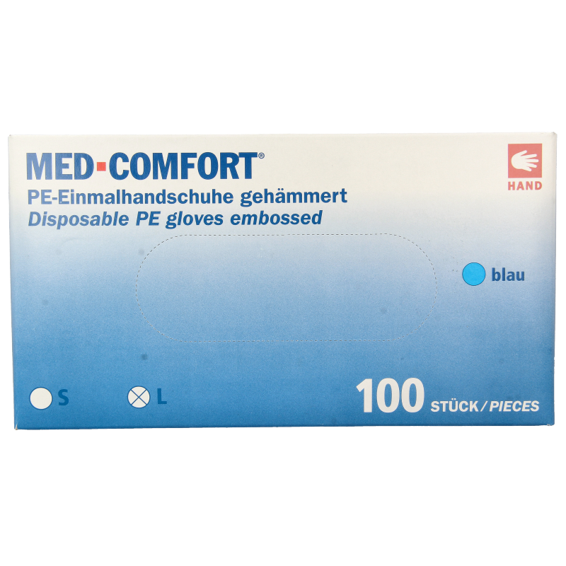 Med Comfort Handschoen PE geruwd blauw 100 Stuks