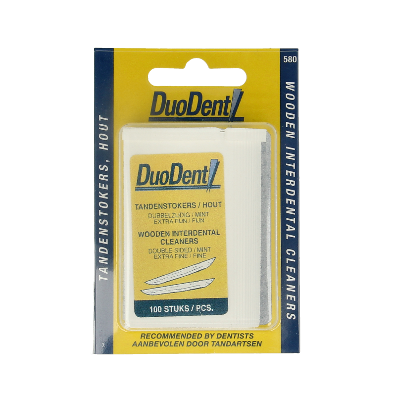 Duodent Tandenstoker hout fine/extra fine dubbelzijdig 100 Stuks