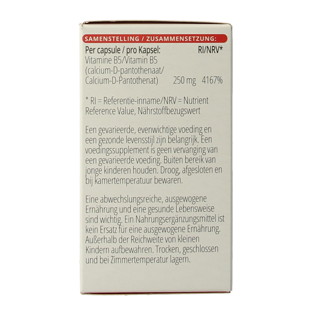 Vitals Vitamine B5 250mg 100.00 Capsules