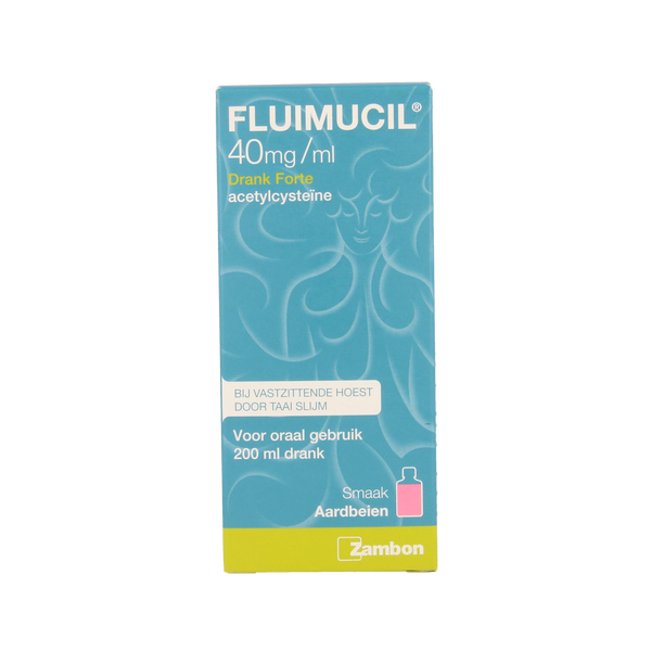 Fluimucil Drank 40mg/ml forte aardbei 200.00 Milliliter