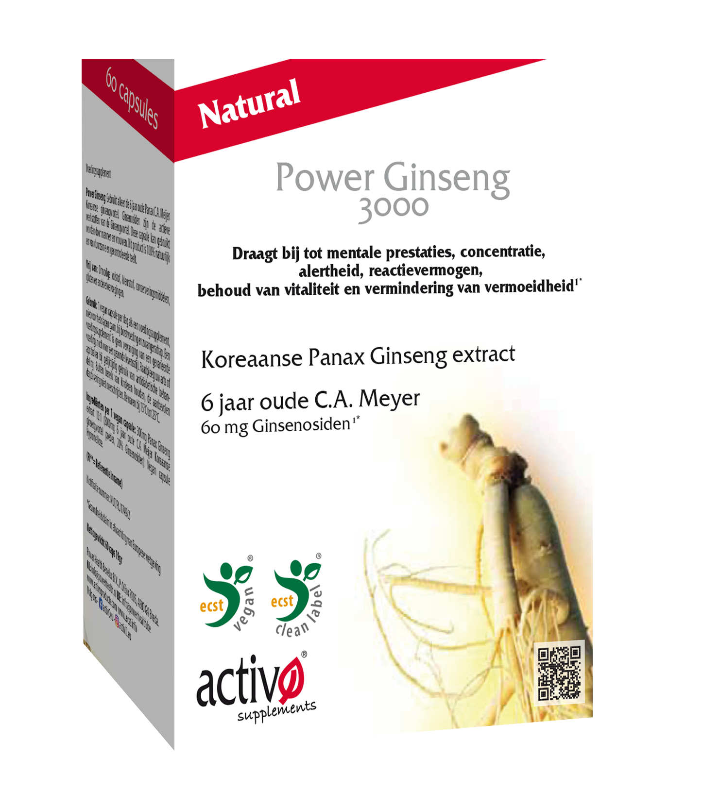 Activo Power ginseng 3000 60.00 Vegetarische capsules