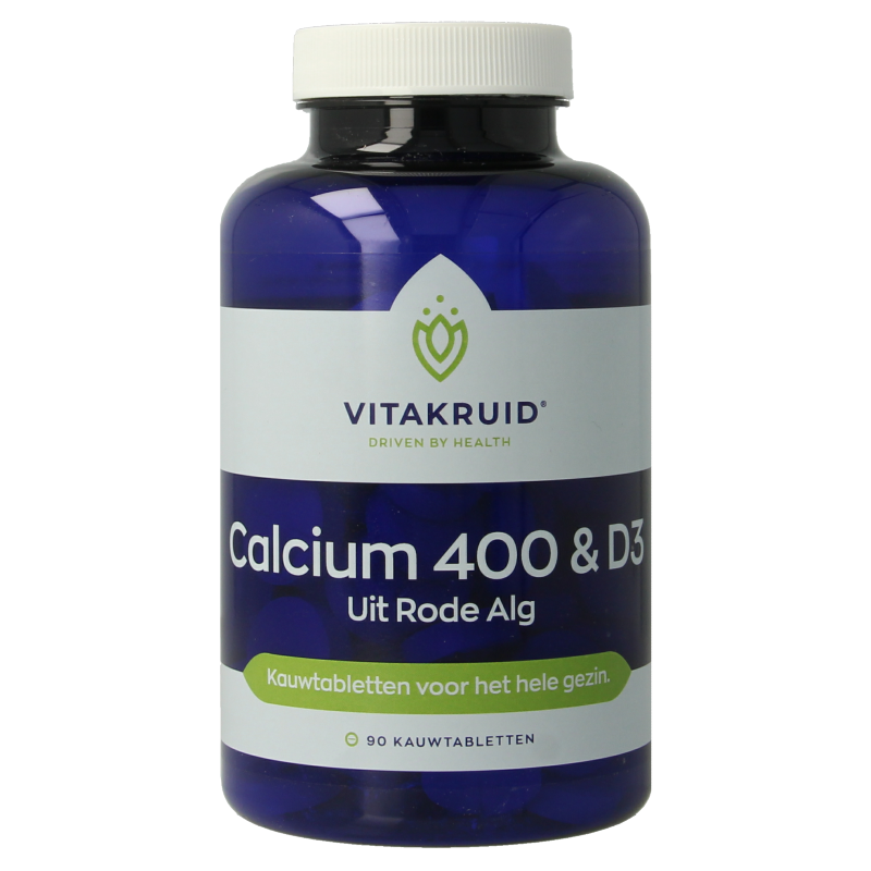 Vitakruid Calcium 400 & D3 uit duurzame Rode Alg Aquamin TG 90 Kauwtabletten