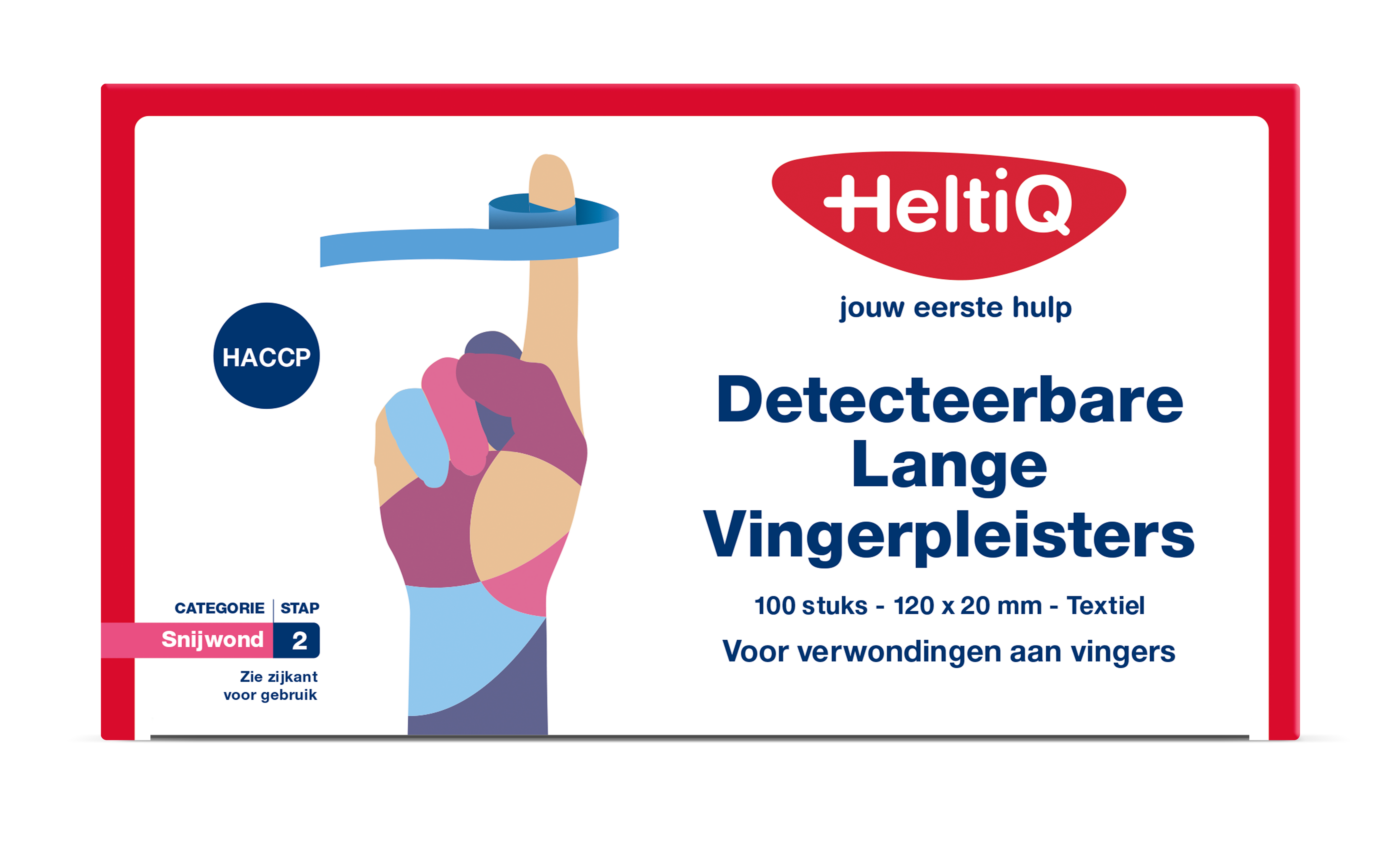 Heltiq Detect vingerpleister lang textiel 120 x 20mm 100.00 Stuks