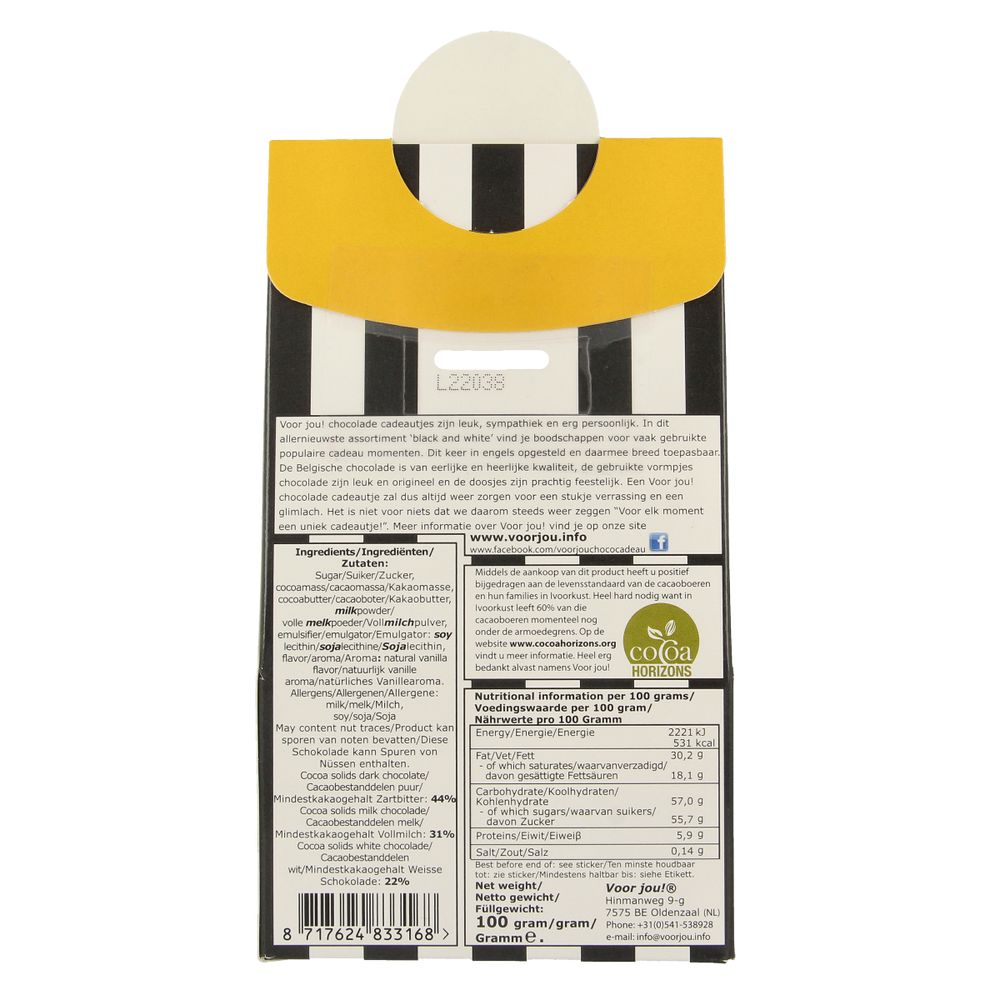 Voor Jou! Cadeau doos black & white happy birthday 100.00 Gram