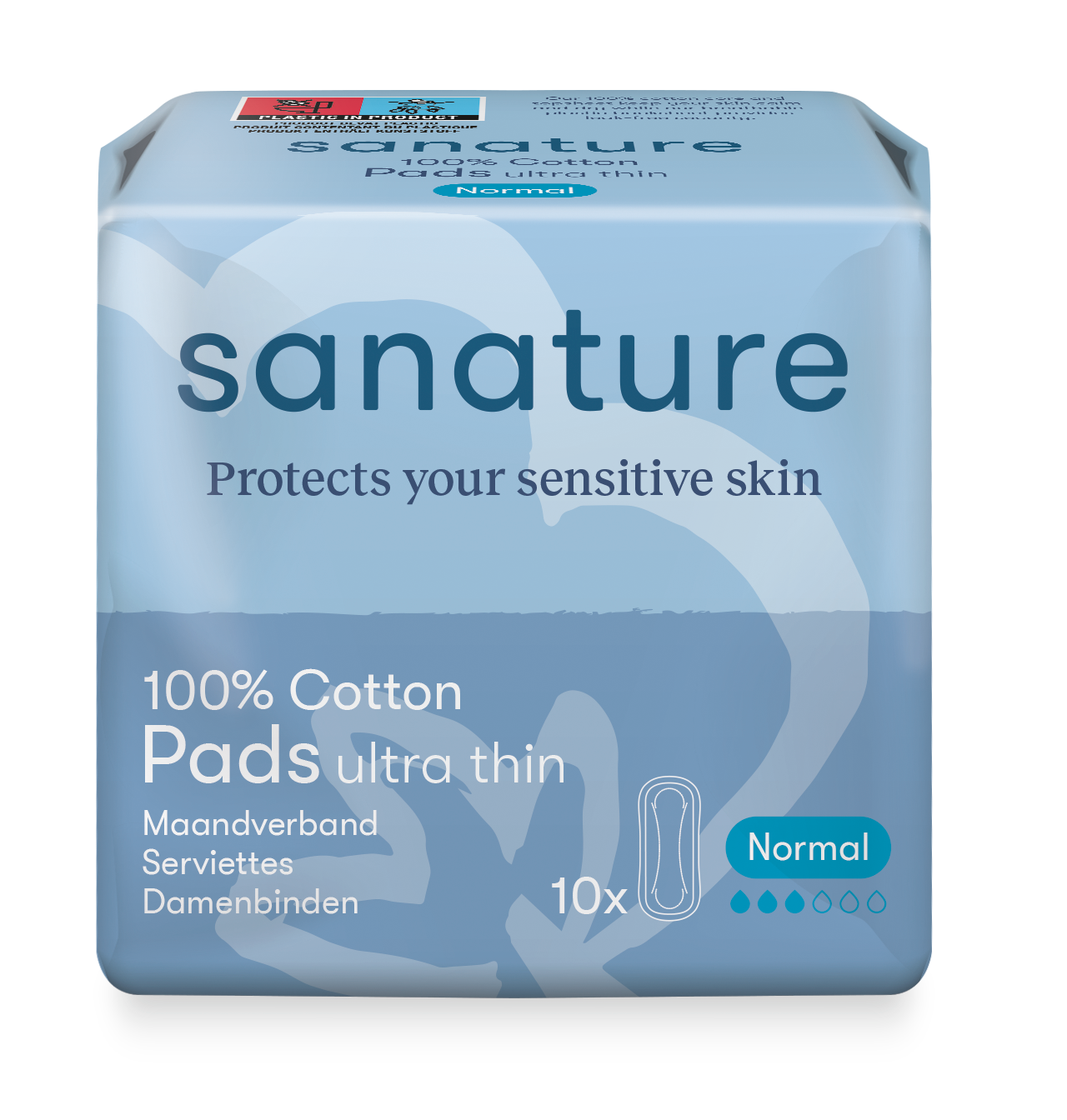 Sanature Maandverband ultra normaal 100% katoen 10 Stuks