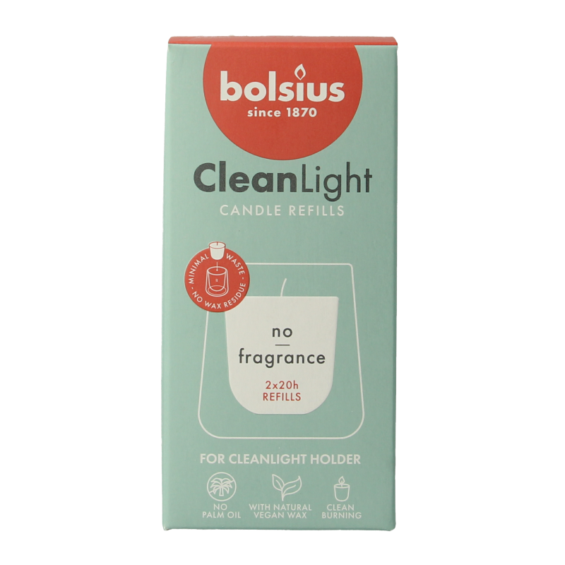 Bolsius Clean Light navulling geurloos 2 Stuks