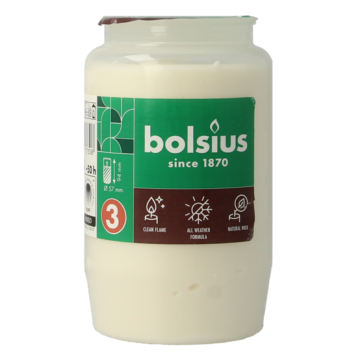 Bolsius Herdenkingslicht nr 3 compo transparant 1.00 Stuks