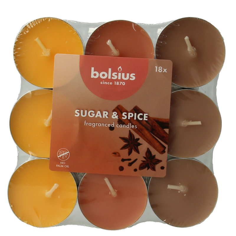 Bolsius Geurtheelicht multi colour brick 18 sugar & spice 18 Stuks