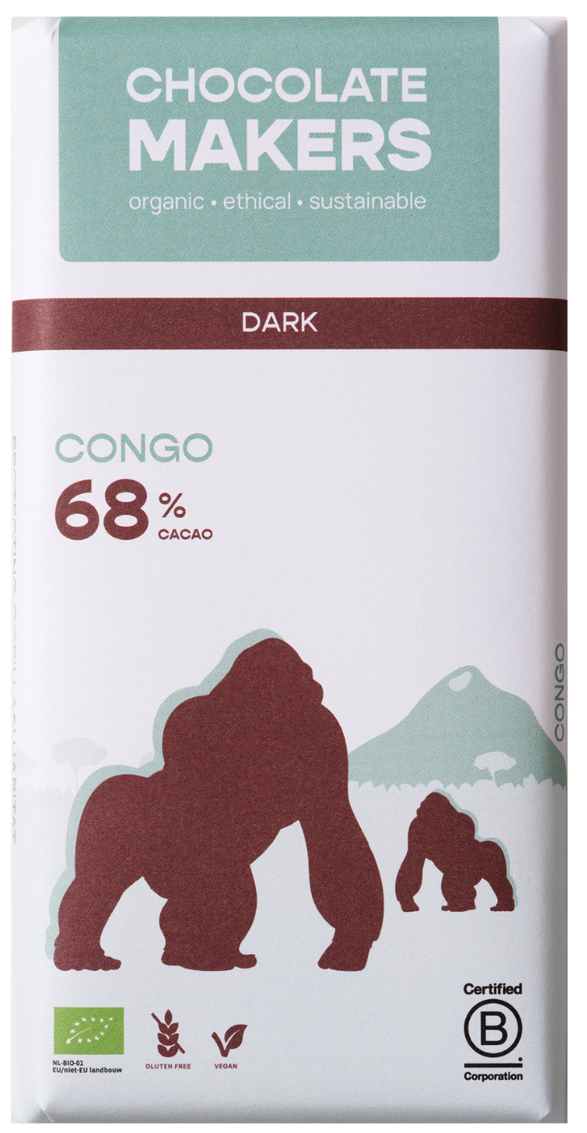 Chocolatemakers Gorilla bar 68% puur bio 80 Gram