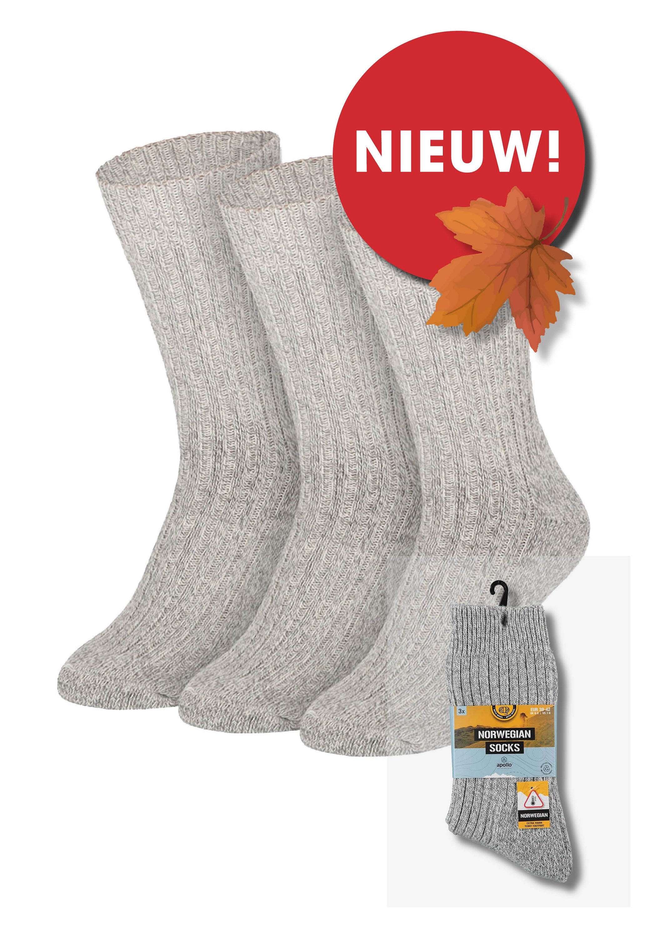 Apollo Noorse sokken 39-42 3 Paar