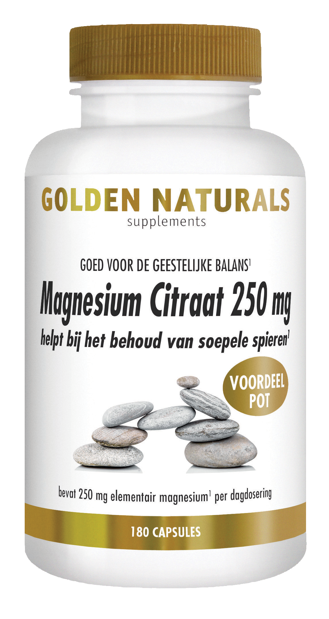 Golden Naturals Magnesium citraat 250mg 180.00 Vegetarische capsules
