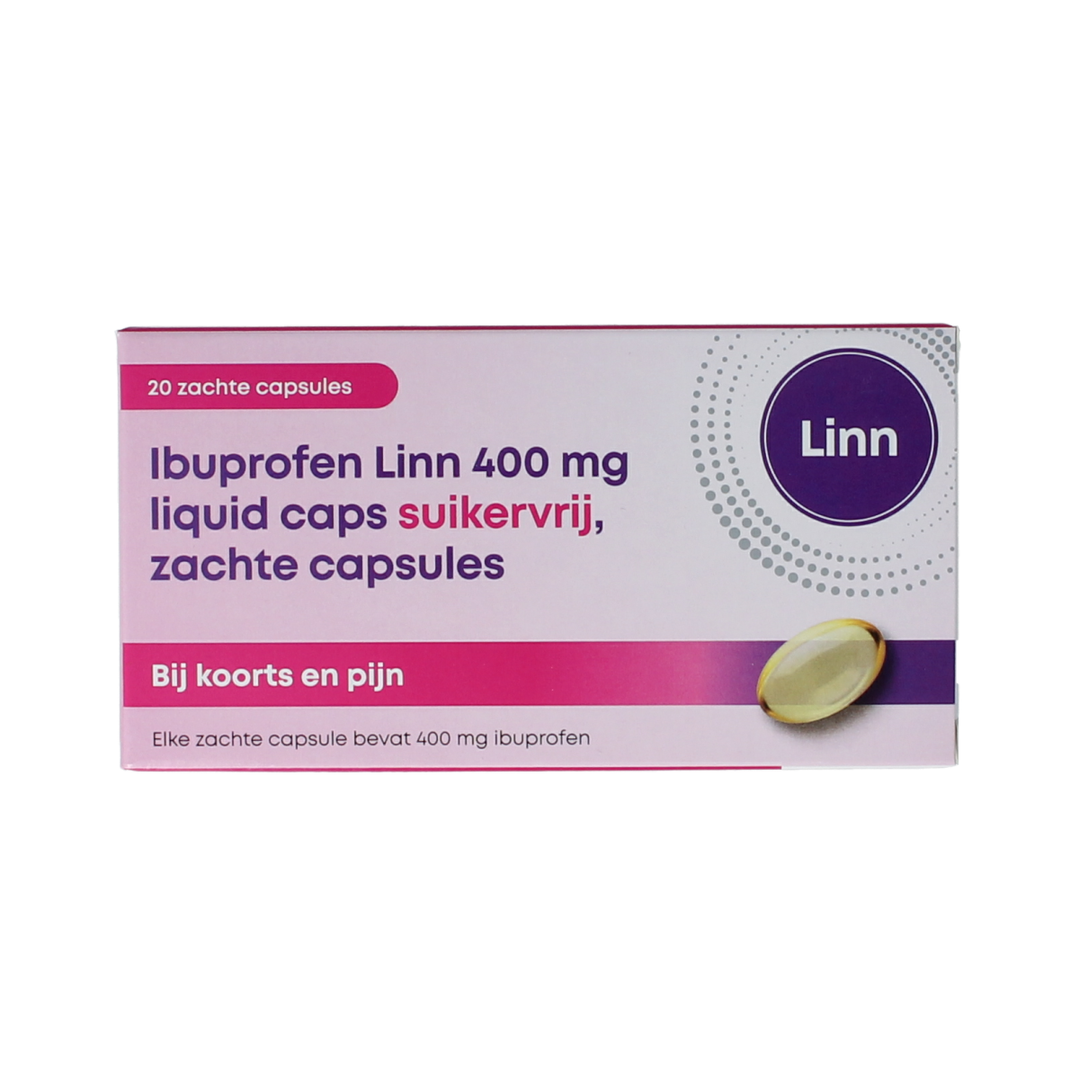 Linn Ibuprofen liquid 400mg suikervrij 20.00 Capsules