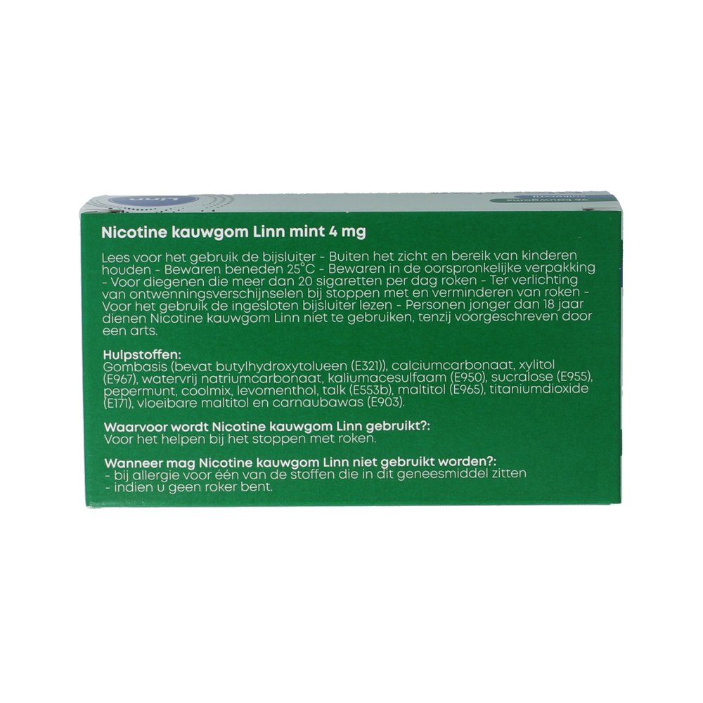 Linn Nicotine kauwgom 4mg mint 96.00 Stuks