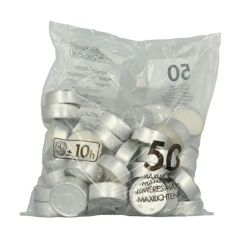Bolsius Maxi licht neutraal 10uur zak 50 Stuks