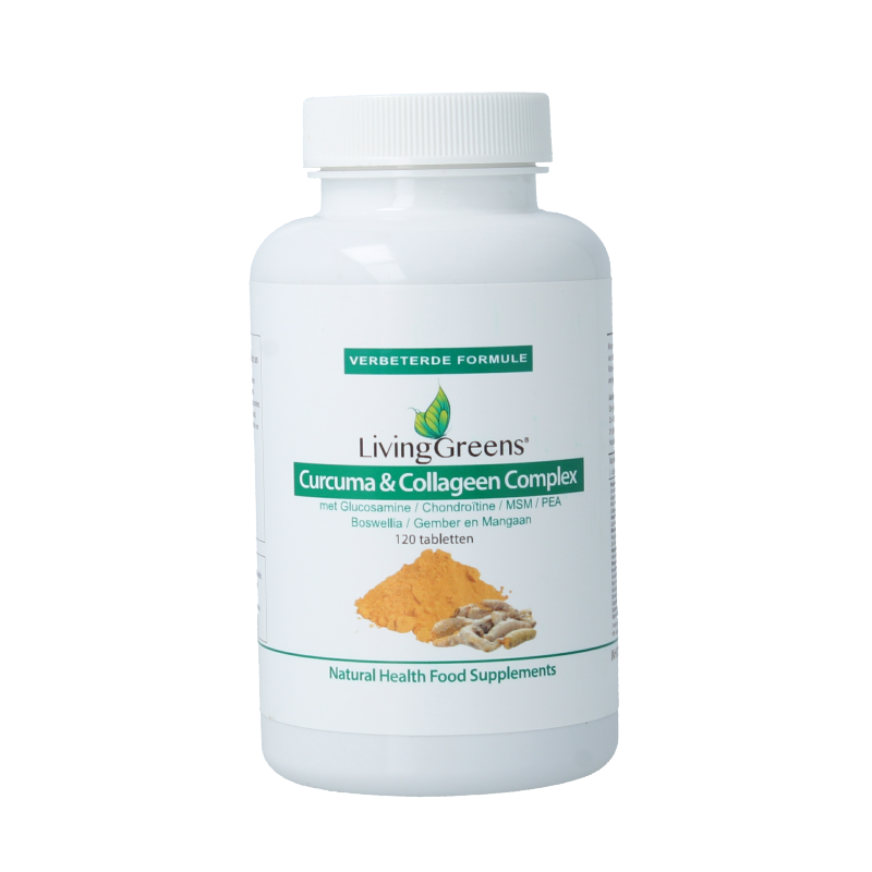 Livinggreens Curcuma & collageen complex 120 Tabletten
