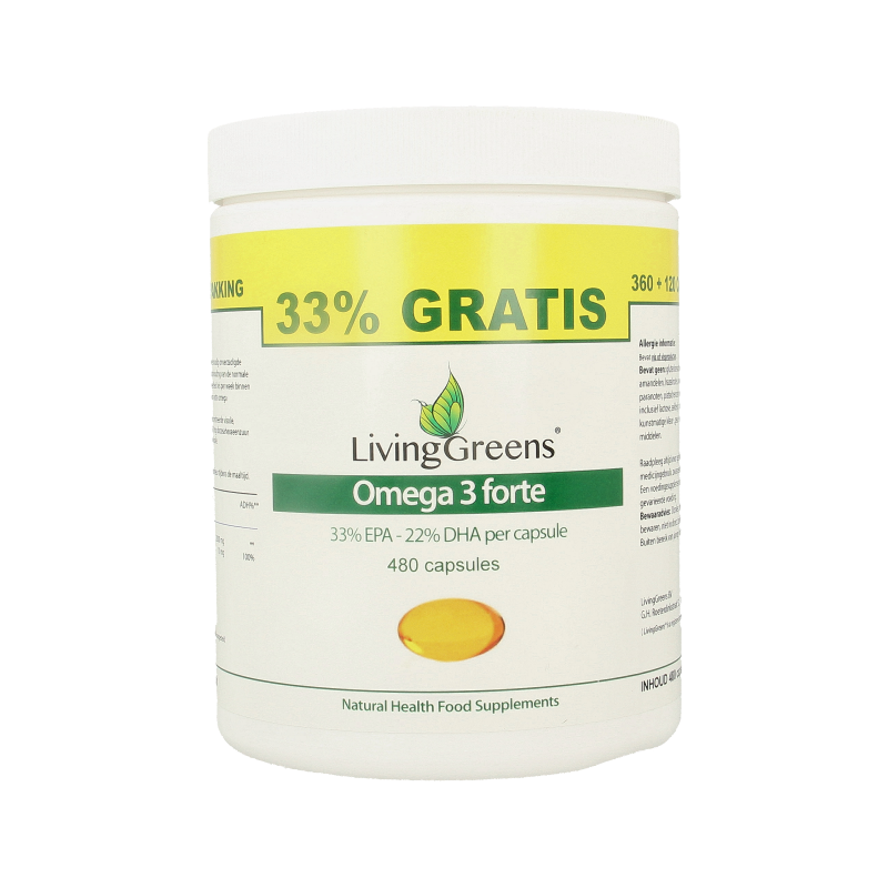 Livinggreens Omega 3 forte voordeelverpakking 480 Capsules